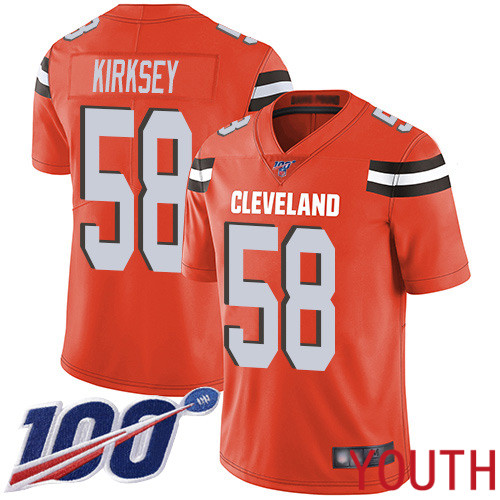 Cleveland Browns Christian Kirksey Youth Orange Limited Jersey #58 NFL Football Alternate 100th Season Vapor Untouchable